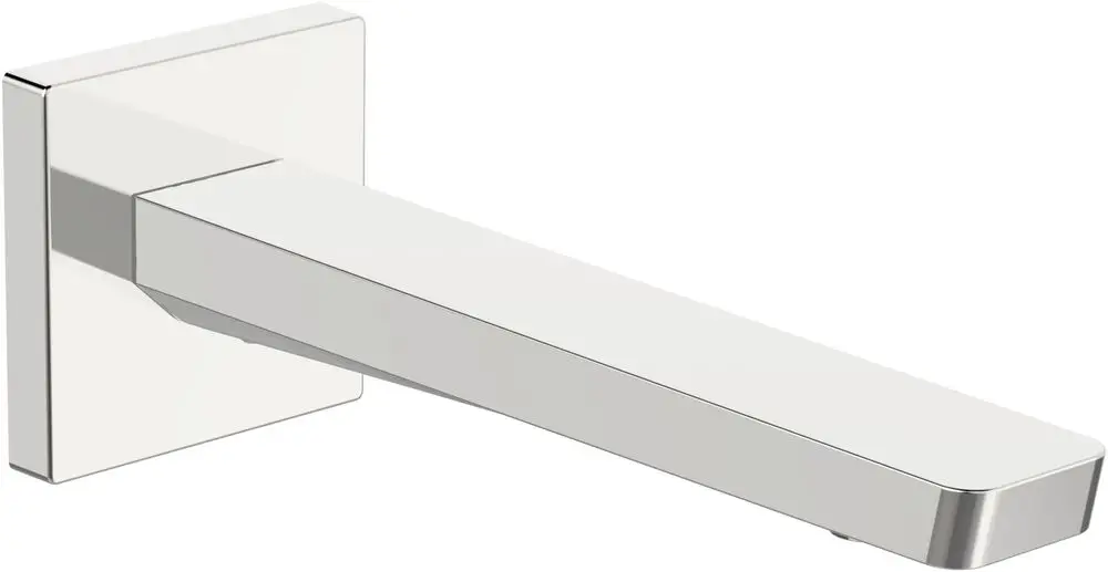 Einhebelmischer mit geradem Auslauf von HANSA, mit quadratischer Rosette, in chromfarbenem Finish. Schlichte, moderne Form mit klaren Linien.